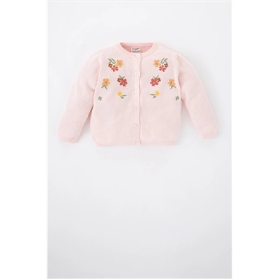 Defacto Kız Bebek Çiçekli Bisiklet Yaka Hırka Z1819A223SP