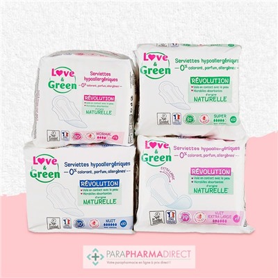 Love&Green Serviettes Ecologiques - Révolution - Normal x14