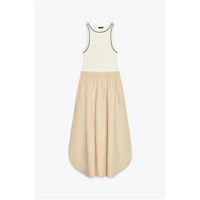CONTRAST MIDI DRESS