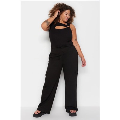 Trendyol Curve Siyah Wideleg İnce Örme Yüksek Bel Eşofman Altı TBBSS23AJ00001