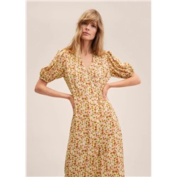 Vestido estampado manga abullonada -  Mujer | MANGO OUTLET España