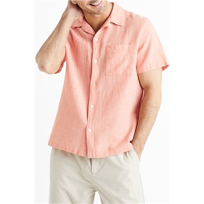 Camisa regular fit de lino - Salmón