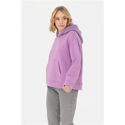 Kadın Lila Kapüşonlu Sweatshirt