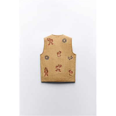QUILTED WAISTCOAT WITH EMBROIDERY