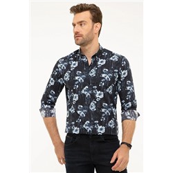Pierre Cardin Erkek Lacivert Slim Fit Gömlek G021SZ004.000.858010