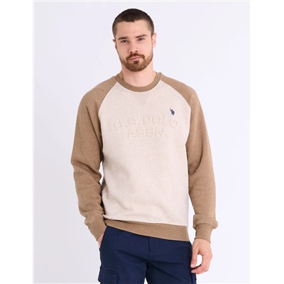 RAGLAN SLEEVE EMBOSSED FLEECE PULLOVER