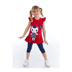 Denokids Denizci Kedi Kız Tunik Takım CFF-21Y2-019