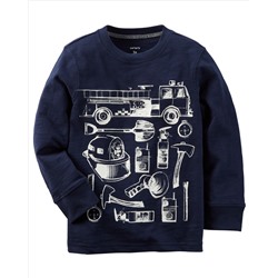 Long-Sleeve Firetruck Graphic Tee