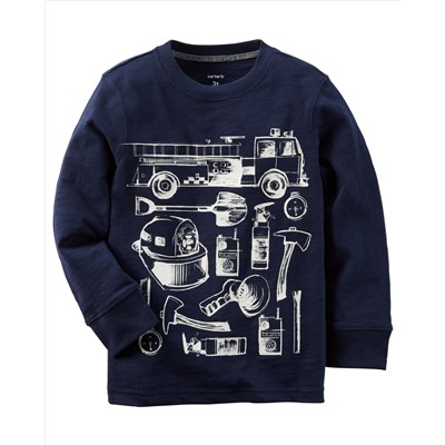 Long-Sleeve Firetruck Graphic Tee