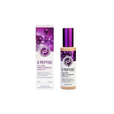Premium 8 Peptide Full Cover Perfect Foundation SPF50+ PA+++ #21, Успокаивающий тональный крем с пептидами