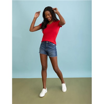 HIGH RISE CURVY SHORT WITH RAW HEM