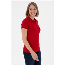 Kadın Kırmızı Basic Polo Yaka Tişört