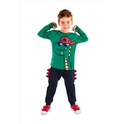 Denokids, Gözlüklü Dino Erkek Çocuk Kışlık T-shirt Pantolon Takım