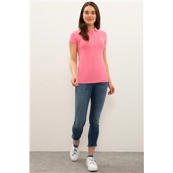 Kadın Pembe Basic Polo Yaka Tişört