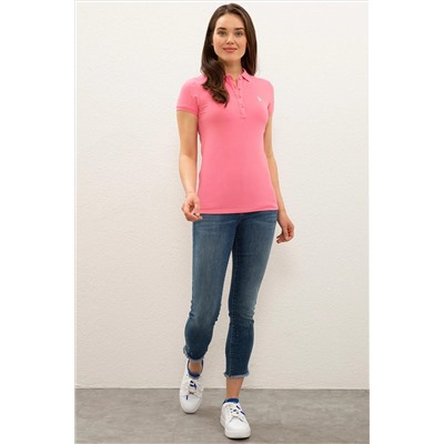 Kadın Pembe Basic Polo Yaka Tişört