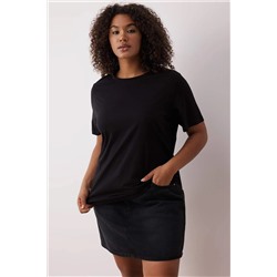 Siyah-Beyaz 3'lü Paket Büyük Beden T-shirt TBBSS25BF00071