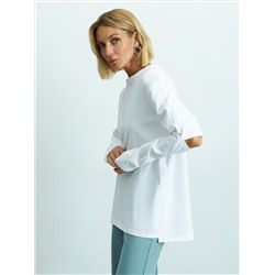 Лонгслив oversize из 100% хлопка с разрезами на локтях