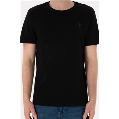 Erkek Regular Fit Bisiklet Yaka Siyah Basic Tişört