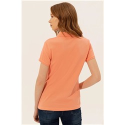 Kadın Somon Basic Polo Yaka Tişört