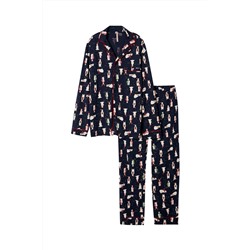 Pijama Azul marino y blanco