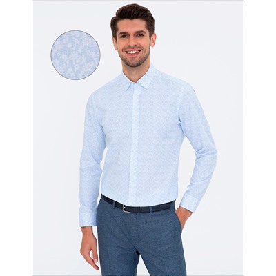 Açık Mavi Slim Fit Uzun Kollu Gömlek