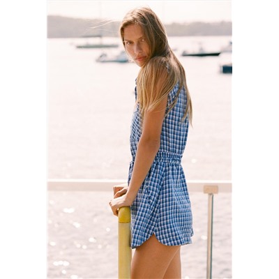 SHORT CHECKED JUMPSUIT