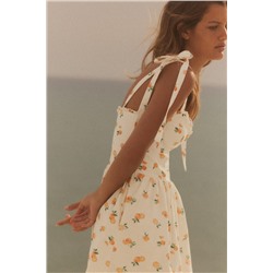 ORANGE PRINT POPLIN DRESS
