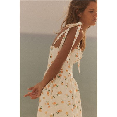 ORANGE PRINT POPLIN DRESS