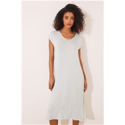 Camisón midi viscosa verde rayas