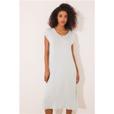 Camisón midi viscosa verde rayas