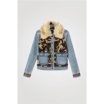 Chaqueta vaquera slim efecto pelo