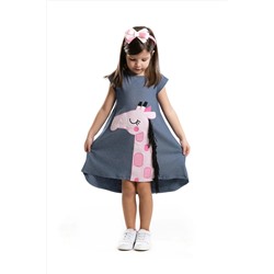Denokids Pembe Zürafa Elbise+Saç Bandı CFF-19Y1-183