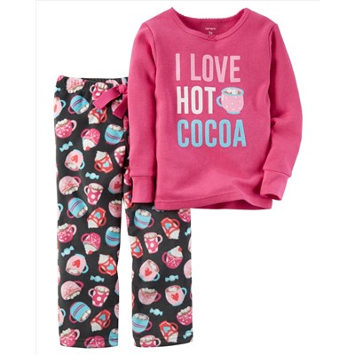 2-Piece Cotton & Fleece PJs