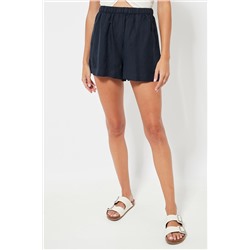 Short de lino cintura alta - Azul marino