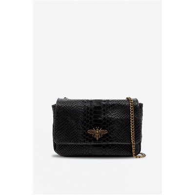Bandolera de piel Negro y dorado - Firenze Artegiani
