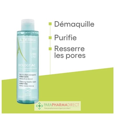A-Derma Biology AC Eau Micellaire Nettoyante Purifiante BIO 200ml