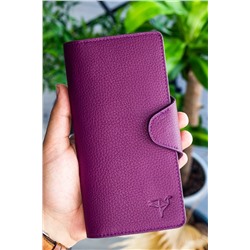 Garbalia, Martha Deri Mürdüm Unisex Portföy Cüzdan
