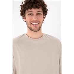 Erkek Oversize Fit Bisiklet Yaka Taş Tişört