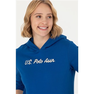 Kadın Saks Kapüşonlu Sweatshirt