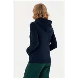 Kadın Lacivert Kapüşonlu Basic Sweatshirt