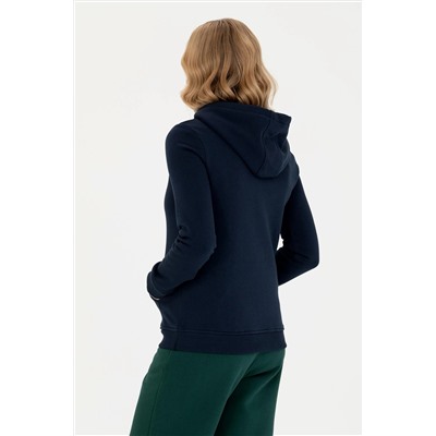 Kadın Lacivert Kapüşonlu Basic Sweatshirt