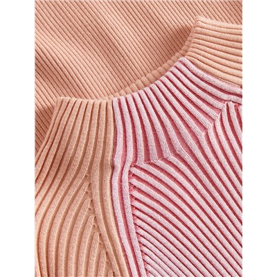 Strickkleid mit Gestreifter Struktur