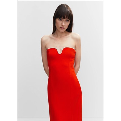 Vestido escote detalle metálico