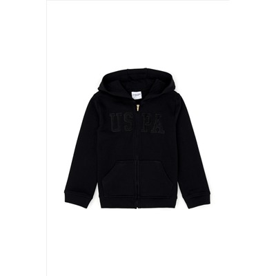 Çocuk Siyah Basic Kapüşonlu Sweatshirt