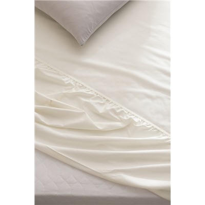 Manon King Size Plus %100 Pamuk Ranforce Lastikli Çarşaf - Ekru