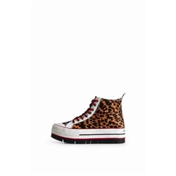 Sneakers altas plataforma print animal