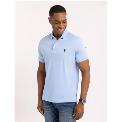 SOLID INTERLOCK POLO SHIRT WITH WOVEN TRIM