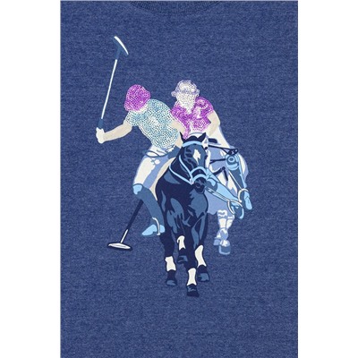 Çocuk Mavi Bisiklet Yaka Sweatshirt