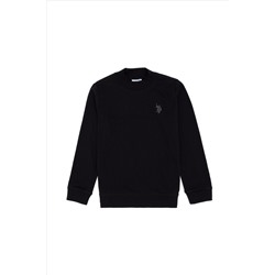 Erkek Çocuk Siyah Basic Bisiklet Yaka Sweatshirt