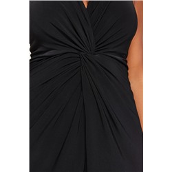 Siyah Yırtmaçlı Midi Örme Elbise TBBAW24AH00095